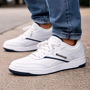 Reebok White and Navy Kids Sneakers
